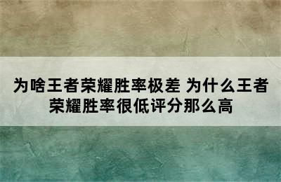 为啥王者荣耀胜率极差 为什么王者荣耀胜率很低评分那么高